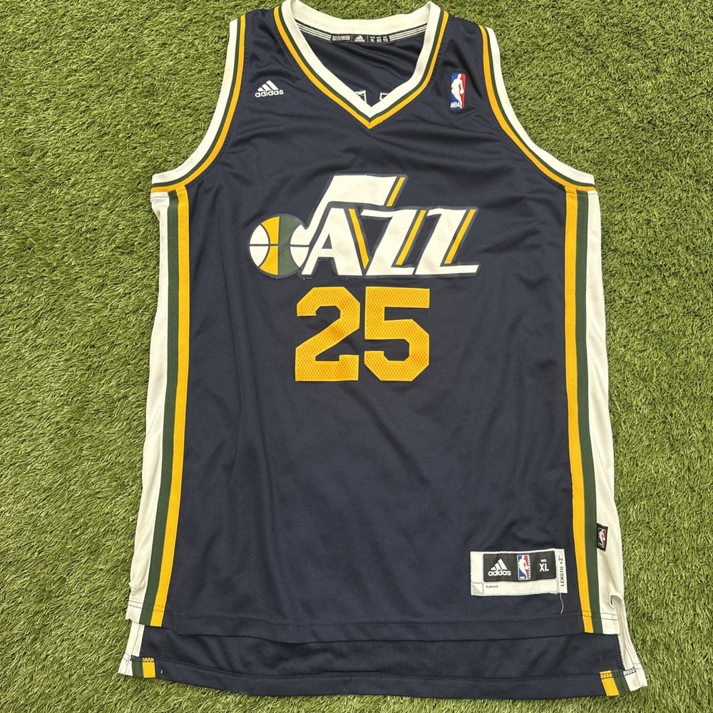 ADIDAS UTAH JAZZ BIG AL JEFFERSON #25 JERSEY XL +2 Length